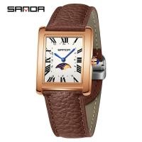 ราคา SANDA SD9122 Retro Square Moonphase Quartz Fashion Style Womens Watch Headband กันรอยขีดข่วนและกันน้ํา (45708179586)