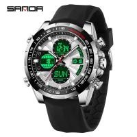 ราคา SANDA NF5108 Luxury Dual Display Men Watches G style Sport Chronograph Alarm นาฬิกาสําหรับชายซิลิโคน 50 เมตรนาฬิกาข้อมือควอตซ์กันน้ํา (42850590165)