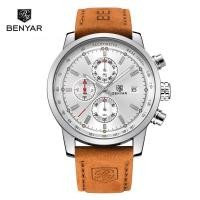 ราคา Benyar ยี่ห้อนาฬิกาสําหรับชายแฟชั่นกันน้ําทหาร Chronograph กีฬาควอตซ์นาฬิกาข้อมือนาฬิกาหนัง Saat Relogio Masculino (29918381834)
