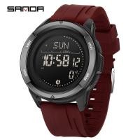 ราคา Sanda 2197 ผู้ชาย Led คาร์บอนไฟเบอร์ Militray กีฬาเข็มทิศ Multi functional Step counter เข็มทิศ Metronome นาฬิกาปลุก (29263923735)