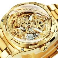 ราคา Voarch Forsining Square Gold Skeleton นาฬิกาผู้ชายอัตโนมัติแกะสลักการเคลื่อนไหว Luminous Hands Mechanical นาฬิกาสแตนเลสหรูหรา (27158871466)