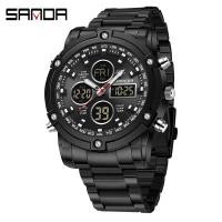 ราคา ซานดา SD3394 ผู้ชายนาฬิกาอิเล็กทรอนิกส์ส่องสว่างนาฬิกาปลุกปฏิทินกันน้ํากันกระแทกกีฬานาฬิกาดิจิตอลสําหรับ ผู้ชาย (46704343155)