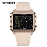 ราคา SANDA SD6273 แฟชั่น Mens Lady นาฬิกาดิจิตอลกันน้ําแนวโน้มแบรนด์สี่เหลี่ยมผืนผ้าทหารกีฬานาฬิกา LED Backlight นาฬิกา (44014492111)