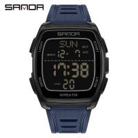 ราคา SANDA SD9080 นาฬิกาดิจิตอลผู้ชายแฟชั่นสีฟ้าไฟ LED ดิจิตอลกันน้ําโครโนกราฟกีฬานาฬิกาทหาร (46454606316)