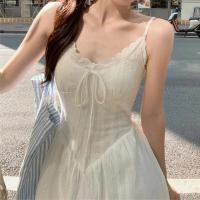 ราคา ชุดนอนฝ้ายแท้ สไตล์ฤดูร้อนสีขาว ดีไซน์เรียบหรู มีสายคาดเอวและกระโปรงยาวปานกลาง (54058287381)