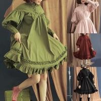 ราคา ชุดญี่ปุ่นสไตล์แม่บ้านแขนยาวหลวม ปุ่มลูกไม้ตกแต่ง สำหรับสาวโลลิต้า (53808287393)