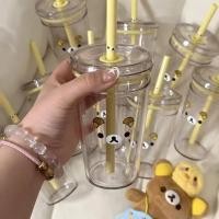 ราคา น่ารักสุดๆ FX ถ้วยน้ําฟาง Rilakkuma ถ้วยความจุขนาดใหญ่ญี่ปุ่นน่ารักการ์ตูนถ้วยพลาสติกใสพร้อมฝาปิดถ้วยสีเหลืองเรียบง่าย (53508312873)