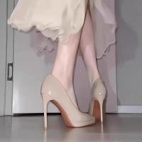 ราคา high heels heels for women สีนู้ดปากตื้นรองเท้าส้นสูงผู้หญิงส้นกริช2024สไตล์ใหม่กันน้ําแพลตฟอร์มไม่เหนื่อยรองเท้าเท้า ดีงาม ชี้ มืออาชีพ (44029647344)