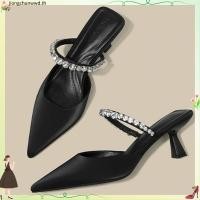 ราคา รองเท้าส้นสูงสีเงินสไตล์ฝรั่งเศสจากหนังแท้สำหรับผู้หญิง ใหม่พร้อมชุดเดรส รองเท้าส้นสูงหัวแหลม สายรัดเพชร รองเท้าแตะปิดนิ้วเท้า (26094621594)
