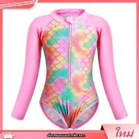 ราคา ชุดว่ายน้ําแขนยาว กันแดด ลายเกล็ดปลานางเงือก แฟชั่นฤดูใบไม้ผลิ สําหรับเด็กผู้หญิง (40579673565)
