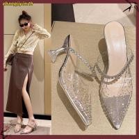 ราคา สินค้าลดล้างสต็อก แฟชั่นฤดูร้อนสวมใส่ด้านนอกชี้ พลอยเทียม สแควร์หัวเข็มขัดรองเท้าส้นสูงหญิงสไตล์นางฟ้าโปร่งใสแบนสายรัด กริช รองเท้าแตะ (58050118888)