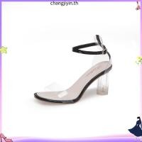 ราคา พร้อมส่งรองเท้าส้นสูง รองเท้าส้นแก้ว ส้นใส สูง3 5นิ้ว (51958167421)