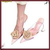 ราคา รองเท้าแตะผู้หญิงเวอร์ชั่นเกาหลีแฟชั่นส้นกริชเป่าโถวซาตินดอกไม้หัวเข็มขัดสายรัดชี้นิ้วเท้ารองเท้าส้นสูงขนาด35 43 (27244475696)