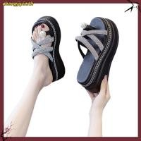 ราคา พร้อมส่ง รองเท้าแตะแพลตฟอร์ม ส้นหนา ประดับพลอยเทียม เหมาะกับเดินชายหาด แฟชั่นฤดูร้อน สําหรับผู้หญิง 2024 (26394417862)