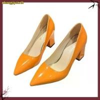 ราคา รองเท้าส้นสูง รองเท้าหนัง หัวแหลม สีเขียว สําหรับผู้หญิง (40829574654)