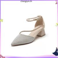 ราคา รองเท้าส้นสูง สายรัดข้อเท้า คริสตัล แวววาว แฟชั่นฤดูร้อน สําหรับผู้หญิง ใส่ไปปาร์ตี้ (45008403020)