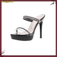 ราคา รองเท้าแตะปาร์ตี้ ตกแต่งด้วยรองเท้าส้นสูงเพชร 12ซม (43029573991)
