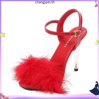 ราคา Foreign Trade Plus Size Women s Shoes Trendy Stiletto Heels2022New Furry Shoes Versatile Internet Celebrity Fashion One Strap High Heel Sandals (45108245777)