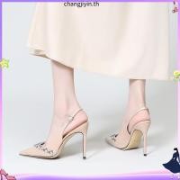 ราคา มิ้ม แฟชั่น รองเท้าส้นสูงผู้หญิงหัวปิดหนังแก้ว รองเท้าส้นสูงหนังแก้วติดหิน 9 ปล้อง รหัส ยู16 (43879773941)