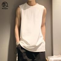ราคา เสื้อยืดแขนกุดผู้ชายทำจากผ้าฝ้ายแท้หนัก สีทึบ สำหรับฤดูร้อน สามารถแมทช์ได้กับเสื้อกั๊กสีขาว (48155925777)