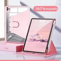 ราคา เคสหนัง แบบใส หมุนได้ พร้อมช่องใส่ดินสอ สําหรับ IPad Pro 12 9 2015 2017 2021 2020 2018 9 7 2018 2017 5th 6th Gen 9th 10 2 8th 7th Pro 11 10 5 Air 5 4 2 1 Mini 6 (21246768056)