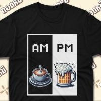 ราคา เสื้อยืดลาย AM กาแฟ PM เบียร์ เนื้อผ้า Cotton 100 By กอดหมี KPA047 (42328337123)
