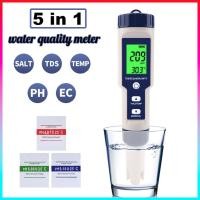 ราคา จัดส่ง 24 ชั่วโมง ใหม่5 In 1ตัวทดสอบคุณภาพPH EC การนำไฟฟ้า TDS Ppm ความเค็ม Ppt เครื่องวัดอุณหภูมิพืชสวนกันน้ำ (53700907470)