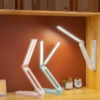 ราคา โคมไฟตั้งโต๊ะพับได้ ไฟสองหัวปรับแสงได้ 3 สี พับเก็บได้ ชาร์จ Type C ปรับความสว่างได้ แบบพกพา (24747934408)