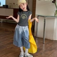 ราคา ชุดเซ็ตเด็กผู้หญิงเสื้อลายทางแขนสั้น กางเกงยีนส์แต่งลูกไม้ สไตล์เกาหลี ใส่เที่ยว (51556536603)