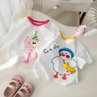 ราคา 2026 เสื้อยืดแขนสั้นการ์ตูนใหม่ฤดูร้อน เสื้อผ้าฝ้ายแท้สำหรับเด็ก 3D น่ารัก (43053656192)