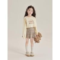 ราคา ชุดเซ็ตเด็กผู้หญิง เสื้อสเวตเตอร์สั้นลายแมว กระโปรงลายสก็อต สไตล์น่ารัก (41228029064)