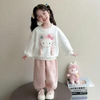 ราคา ชุดเซ็ตเด็กผู้หญิง Hello Kitty เสื้อแขนยาวคอกลม กางเกงลายขวางน่ารัก ใส่สบายน (40519061641)