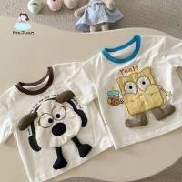 ราคา เสื้อยืดเด็ก SpongeBob แขนสั้นลายการ์ตูน 3D ผ้าฝ้าย น่ารัก ใส่สบาย ระบายอากาศดี สไตล์เกาหลี (55558251650)