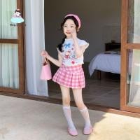 ราคา ชุดเซ็ตเด็กผู้หญิง Hello Kitty เสื้อแขนสั้น กระโปรงลายสก็อต สไตล์เกาหลี น่ารัก ใส่เที่ยวหน้าร้อน (53158163898)