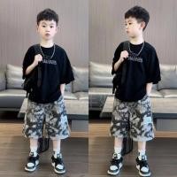 ราคา ชุดเซ็ตเด็กผู้ชาย เสื้อยืดแขนสั้น กางเกงขาสั้น ลายสตรีท เท่ ผ้าบาง ใส่สบาย สไตล์เกาหลี (52057358158)