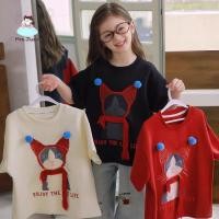 ราคา เสื้อยืดเด็กผู้หญิง แขนสั้น ลายแมวน่ารัก แต่งพู่ สไตล์เกาหลี ใส่สบายหน้าร้อน (52008154776)