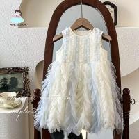 ราคา เดรสเด็กผู้หญิง สไตล์เจ้าหญิง ผ้าตาข่าย น่ารัก ใส่สบาย แขนกุด ชุดออกงาน เดรสเด็กหน้าร้อน (50658361586)