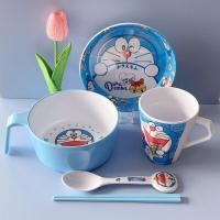 ราคา ชุดจานชามเด็ก Doraemon ลายการ์ตูนน่ารัก ชุดชามข้าวเด็ก กันร้อนกันลื่น ช้อนส้อม แก้วน้ำเด็ก (50207034527)