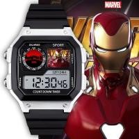ราคา นาฬิกาเด็ก Iron Man ดิจิตอล กันกระแทก กันน้ำ มีไฟ LED ตั้งปลุก นับเวลา ใส่สบาย (48957853057)