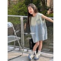 ราคา เดรสยีนส์เด็กผู้หญิงแขนกุดไล่สี สไตล์เกาหลี น่ารัก ใส่เที่ยว แฟชั่นหน้าร้อน (47708147600)