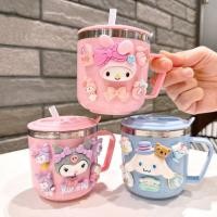 ราคา แก้วน้ำเด็ก Sanrio พร้อมหลอด ลายการ์ตูนน่ารัก แก้วสแตนเลสมีฝาปิด (47456984081)