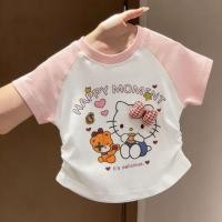 ราคา เสื้อยืดเด็กผู้หญิง Hello Kitty แขนสั้น ลายการ์ตูน โบว์น่ารัก เสื้อแฟชั่นเด็ก สไตล์เกาหลี ใส่สบาย (44129656525)