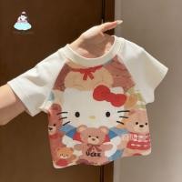 ราคา เสื้อยืดเด็กผู้หญิงลาย Hello Kitty การ์ตูนน่ารัก แขนสั้น ผ้าฝ้าย ดีไซน์ต่อผ้า สไตล์เกาหลี ใส่สบาย (43729679926)