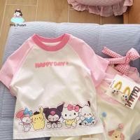 ราคา เสื้อยืดเด็กผู้หญิงลาย Kuromi Hello Kitty การ์ตูนน่ารัก แขนสั้น ผ้าฝ้าย ทรงหลวม ใส่สบาย สไตล์เกาหลี (43729679902)