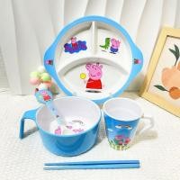 ราคา ชุดจานชามเด็ก Peppa Pig ลายการ์ตูนน่ารัก จานแบ่งช่องเด็ก ชามข้าวเด็ก แก้วน้ำ พร้อมช้อน (40879174537)