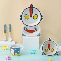 ราคา ชุดจานชามเด็ก Ultraman ลายการ์ตูน จานแบ่งช่องเด็ก ชามข้าวเด็ก แก้วน้ำ พร้อมช้อนส้อม (40779174567)