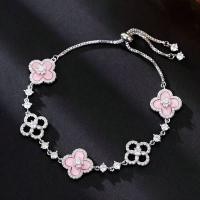 ราคา สร้อยข้อมือสีชมพู ดีไซน์ด้วยเม็ดทับทิมฝังตัวเป็นลายใบโคลเวอร์สี่แฉก สร้อยข้อมือหรูหรา FR0G (41628875809)