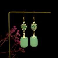 ราคา ต่างหู Hetian Jasper สไตล์จีน ดีไซน์โบราณ ทำจากเข็มเงินเคลือบ925 (57358162378)