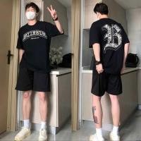 ราคา ผ้าฝ้าย 100 oversize unisex เนื้อผ้านุ่มระบายแขนสั้น T shirt สีดำและสีขาว เสื้อยืดทูโทน เสื้อยืดแขนสั้น (49508733868)