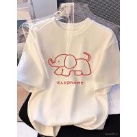 ราคา ทีเชิ้ตผู้หญิงลายช้างน่ารัก สีขาวพิมพ์แดง คอกลมแขนสั้นแบบสบาย เสื้อยืดผู้ชาย เสื้อยืดคู่รัก แขนสั้นสำหรับคู่รัก (44808737140)